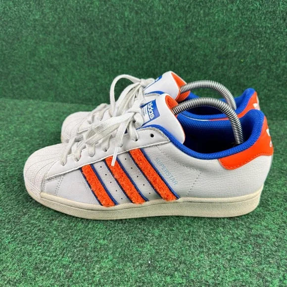 Adidas Superstar Low IF7610 Trainers Womens Cloud White Orange Royal Blue Size 9 - Picture 3 of 8
